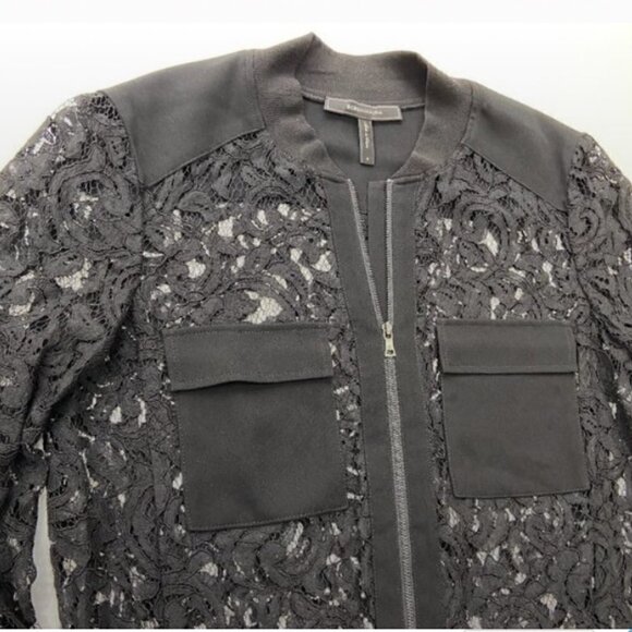 BCBG Black Lace Long Sleeve Zipper Jacket, Small - Picture 2 of 7